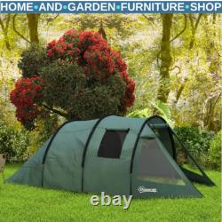 3 to 4 Person Two Room Tunnel Tent with Windows and Carry Bag for Camping Hiking