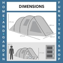 3 to 4 Person Two Room Tunnel Tent with Windows and Carry Bag for Camping Hiking