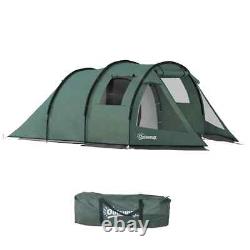3 to 4 Person Two Room Tunnel Tent with Windows and Carry Bag for Camping Hiking