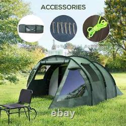 3 to 4 Person Two Room Tunnel Tent with Windows and Carry Bag for Camping Hiking