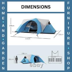 3000mm Waterproof Camping Tent 5 to 6 Man with Porch Groundsheet and Carry Bag