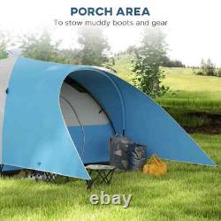 3000mm Waterproof Camping Tent 5 to 6 Man with Porch Groundsheet and Carry Bag