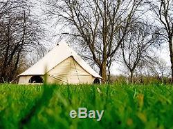 360 GSM 4m Canvas Bell Tent With Zipped In Groundsheet Large Family Tents
