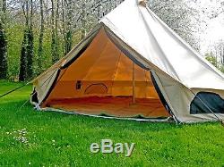 360 GSM 5m Canvas Bell Tent With Zipped In Groundsheet Large Family Tents