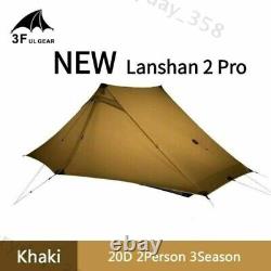 3F LanShan 2Pro Outdoor 2 Person Ultralight Wild Camping Tent 3 Season 20D Khaki