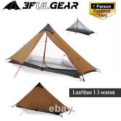 3F Lanshan Ultralight 1 Person Wild Camping Tent 15D Lightweight Khaki 3 Season