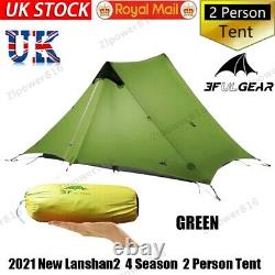 3F UL GEAR 2021 New 4 Season Lanshan2 Ultralight Camping 15D Tent 2 Person Green