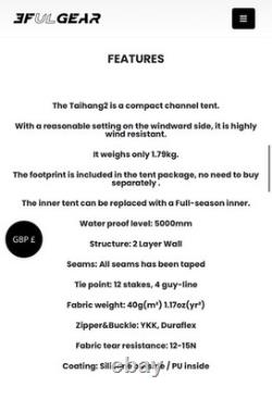 3F UL Gear Taihang 2 Portable Ultralight Tent 15D Silnylon for Outdoor Camping