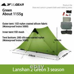 3FUL Gear Lanshan 2 Ultralight 1/2 Person Wild Camping Tent 15D Lightweight NEW