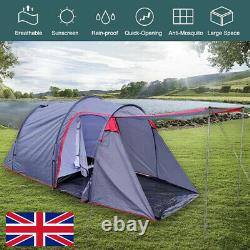 4-5 Man Family Tent Waterproof Outdoor Camping Tunnel Room Hiking Party Large UK