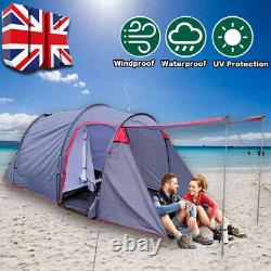 4-5 Man Family Tent Waterproof Outdoor Camping Tunnel Room Hiking Party Large UK