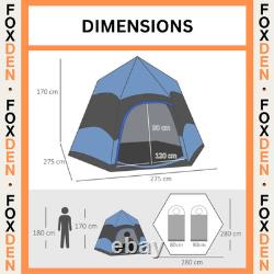 4 6 Man Camping Tent Lift Up Waterproof Ventilation Mesh Windows Blue Air FOXDEN