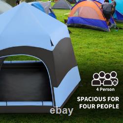 4 6 Man Camping Tent Lift Up Waterproof Ventilation Mesh Windows Blue Air FOXDEN