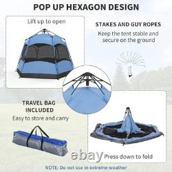 4 6 Man Camping Tent Lift Up Waterproof Ventilation Mesh Windows Blue Air FOXDEN