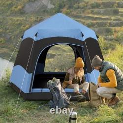 4 6 Man Camping Tent Lift Up Waterproof Ventilation Mesh Windows Blue Air FOXDEN