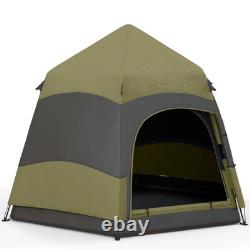 4 6 Man Camping Tent Pop Up Waterproof Mesh Windows Ventilation Green Air FOXDEN