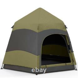 4 6 Man Camping Tent Pop Up Waterproof Mesh Windows Ventilation Green Air FOXDEN