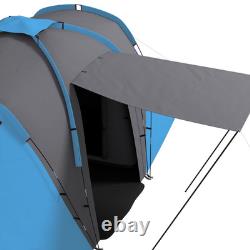 4 6 Man Camping Tent with 2 Bedroom and Living Area Grey and Blue