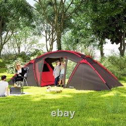 4 6 Man Family Camping Tent with 2 Bedrooms and a Living Room Waterproof Grey