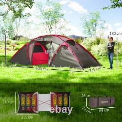 4 6 Man Family Camping Tent with 2 Bedrooms and a Living Room Waterproof Grey 4 6 Man Family Camping Tent with 2 Bedrooms and a Living Room Waterproof Grey