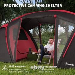 4 6 Man Family Camping Tent with 2 Bedrooms and a Living Room Waterproof Grey