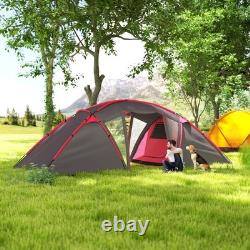 4 6 Man Family Camping Tent with 2 Bedrooms and a Living Room Waterproof Grey