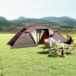 4 6 Man Family Camping Tent with 2 Bedrooms and a Living Room Waterproof Grey