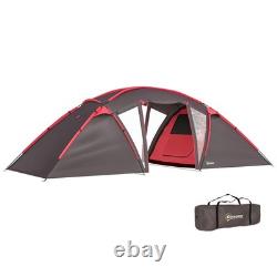 4 6 Man Family Camping Tent with 2 Bedrooms and a Living Room Waterproof Grey