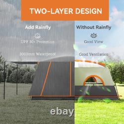 4 6 Man Tunnel Tent 3000mm Waterproof Awning Double Skin Windows Grey Air FOXDEN
