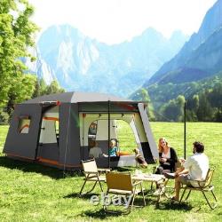 4 6 Man Tunnel Tent 3000mm Waterproof Awning Double Skin Windows Grey Air FOXDEN