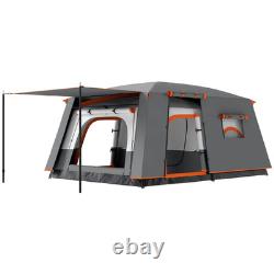 4 6 Man Tunnel Tent 3000mm Waterproof Awning Double Skin Windows Grey Air FOXDEN