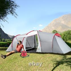 4-6 Man Tunnel Tent, Camping Tent with 2 Bedroom, Living Area and Porch