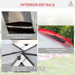 4-6 Man Tunnel Tent, Camping Tent with 2 Bedroom, Living Area and Porch