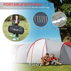 4-6 Man Tunnel Tent, Camping Tent with 2 Bedroom, Living Area and Porch