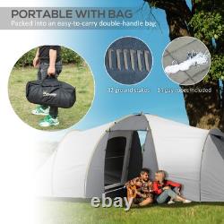 4-6 Man Tunnel Tent, Camping Tent with 2 Bedroom, Living Area and Porch