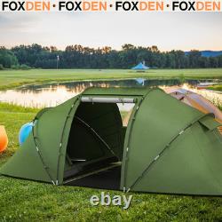 4 6 Man Tunnel Tent Waterproof Mesh Windows Ventilation Green Air Vents FOXDEN