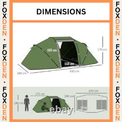 4 6 Man Tunnel Tent Waterproof Mesh Windows Ventilation Green Air Vents FOXDEN