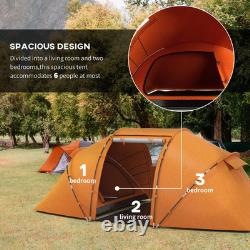 4 6 Man Tunnel Tent Waterproof Ventilation Mesh Windows Orange Air Vents FOXDEN