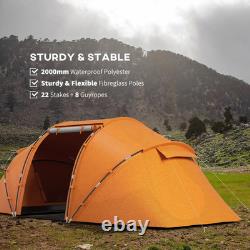 4 6 Man Tunnel Tent Waterproof Ventilation Mesh Windows Orange Air Vents FOXDEN