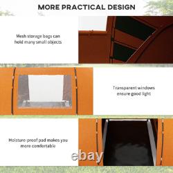 4 6 Man Tunnel Tent Waterproof Ventilation Mesh Windows Orange Air Vents FOXDEN