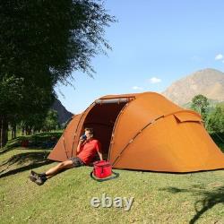 4 6 Man Tunnel Tent Waterproof Ventilation Mesh Windows Orange Air Vents FOXDEN