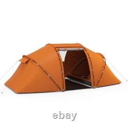 4 6 Man Tunnel Tent Waterproof Ventilation Mesh Windows Orange Air Vents FOXDEN