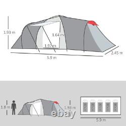 4-6 Person Camping Tent with 2 Bedroom, Living Area and Vestibule