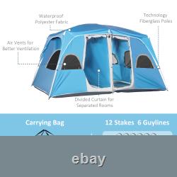 4-8 Person Family Camping Tent with 2 Room Mesh Windows, Easy Set Up