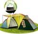 4 Man 2 Room Tent Waterproof, Large Family Camping Tunnel Tent With Awning