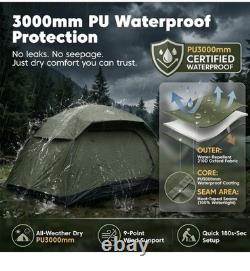 4 Man Camping Tent with 2 Doors, Waterproof Rainfly, Lightweight &Easy Setup