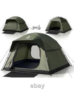 4 Man Camping Tent with 2 Doors, Waterproof Rainfly, Lightweight &Easy Setup