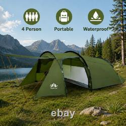 4 Person Camping Tent with Bedroom Living Area Waterproof Family Festival