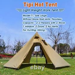 4 Person Lightweight Tipi Hot Tent with Stove Jack, 7'3 Standing Room, Olive
