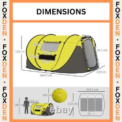 4 Person Pop Up Tent Family Camping Waterproof Groundsheet Lightweight FOXDEN